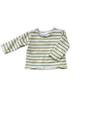 Zara White and Mustard Striped Long-Sleeve Tee - Kids